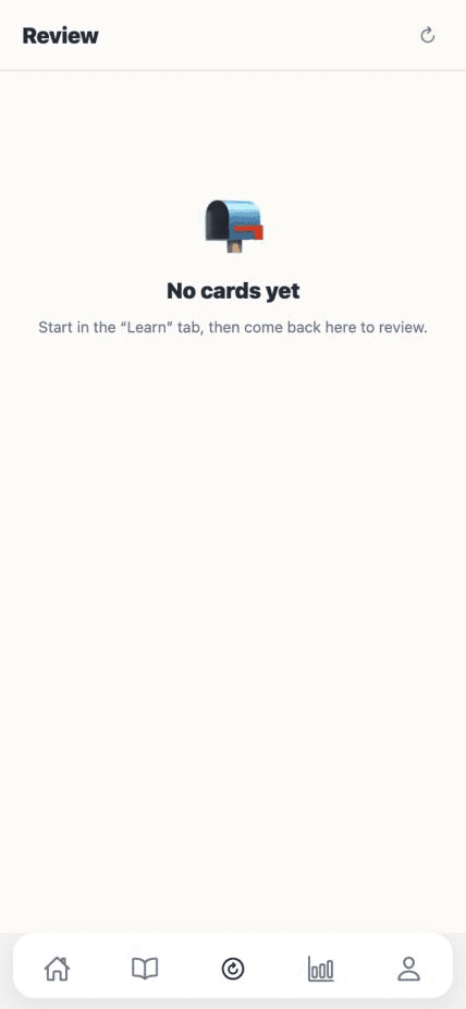 The current Fluent Memory review screen